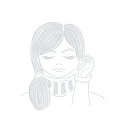 outline girl talking on the phone, the baby sketch