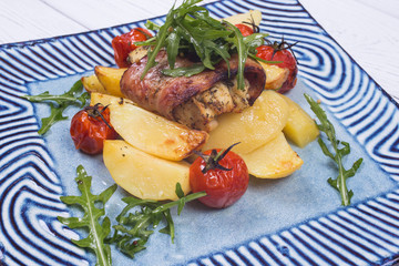Close up shot of roast goat cheese salad
