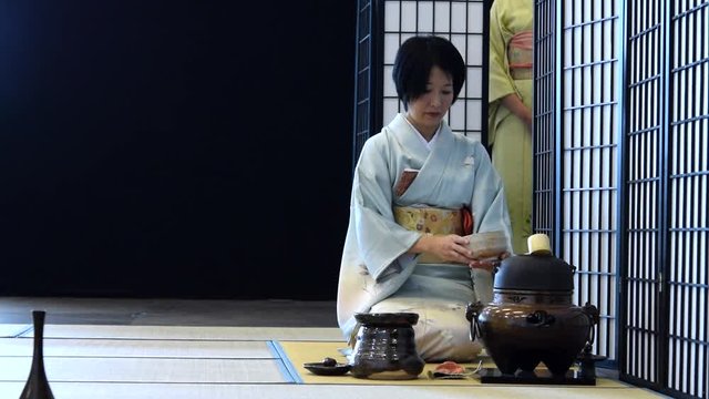 Japanese woman during the tea ceremony