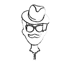 man face with mustache and glasses icon over white background. hipster style design. vector illustration