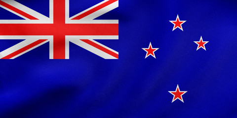 Flag of New Zealand waving, real fabric texture