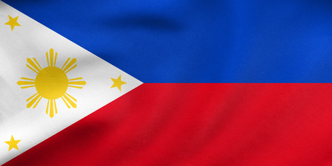 Flag of the Philippines waving real fabric texture
