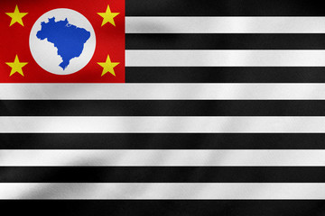 Sao Paulo, Brazil state, flag wavy, fabric texture