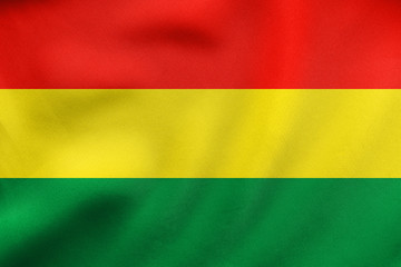 Flag of Bolivia waving, real fabric texture