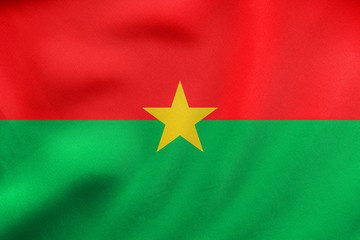 Flag of Burkina Faso waving, real fabric texture