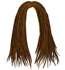 trendy african long  hair dreadlocks . realistic  3d . fashion beauty style .
