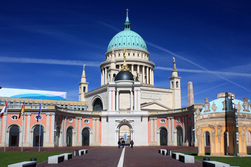 Obraz premium View on the Nikolai Church and Parliament. Potsdam, Germany.