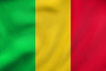 Flag of Mali waving, real fabric texture