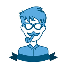 hipster man smoking pipe icon image vector illustration design 