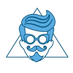 hipster manblue tone emblem icon image vector illustration design 