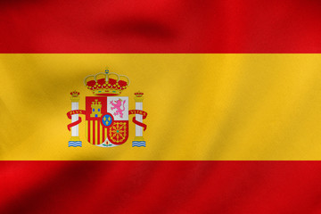 Flag of Spain waving, real fabric texture