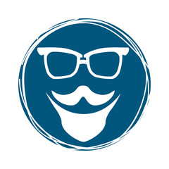 hipster manblue tone emblem icon image vector illustration design 