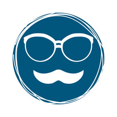 hipster manblue tone emblem icon image vector illustration design 