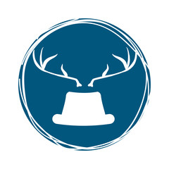 hat with deer horns icon inside circle frame over white background. hipster style design. vector illustration