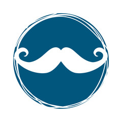 mustache icon inside blue circle over white background. hipster style design. vector illustration