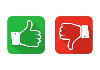 Thumb up and down icon. Vector illustration.