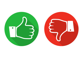 Thumb up and down icon. Vector illustration.
