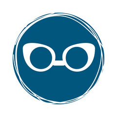 glasses icon inside blue circle over white background. hipster style design. vector illustration