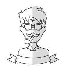 man face with mustache and glasses and decorative ribbon over white background. hispter style concept. vector illustration
