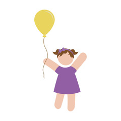 girl holding a air balloon over white background. pictogram design. vector illustration