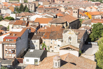 Fototapeta na wymiar a view over Belorado city including the Santa Maria church, Province of Burgos, Spain