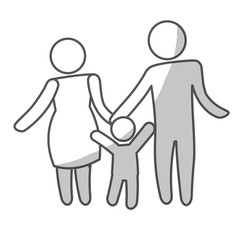 family of parents and kid icon over white background. pictogram design. vector illustration