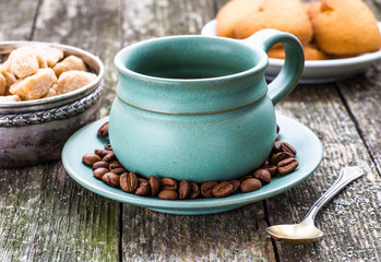 coffee cup and coffee beans