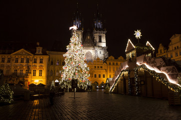 Prague Christmas market at night