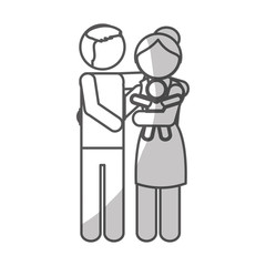 family of parents and baby icon over white background. pictogram design. vector illustration