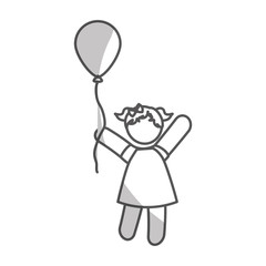 girl holding a air balloon over white background. pictogram design. vector illustration