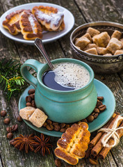 coffee cup and coffee beans