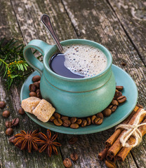 coffee cup and coffee beans