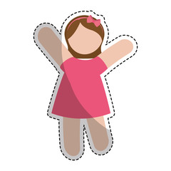 sticker of cartoon girl icon over white background. colorful  design. vector illustration