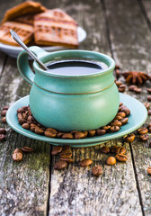 coffee cup and coffee beans
