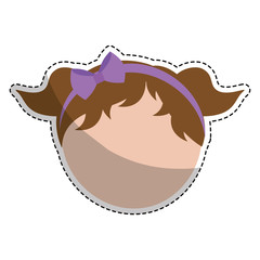 sticker of cartoon woman face icon over white background. colorful design. vector illustration