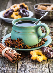 coffee cup and coffee beans