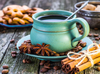 coffee cup and coffee beans