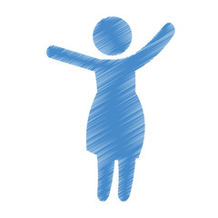 sticker of cartoon woman  icon over white background. colorful and sketch design. vector illustration