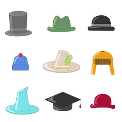 Cartoon hats collection. Hats and bowlers collection, with wizard hat