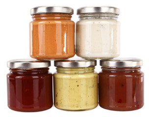 Homemade sauces in jars