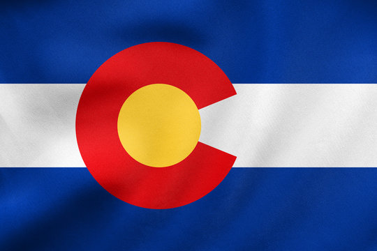 Flag of Colorado waving, real fabric texture