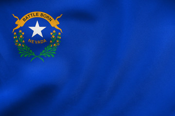 Flag of Nevada waving, real fabric texture