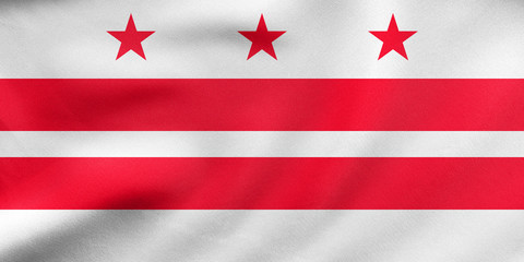 Flag of Washington, D.C. wavy, real fabric texture