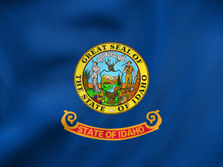 Flag of Idaho waving, real fabric texture