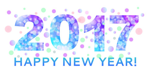 Happy New Year inscription of the year 2017 from bokeh texture i