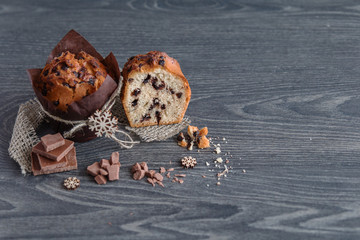 muffin with slices of chocolate