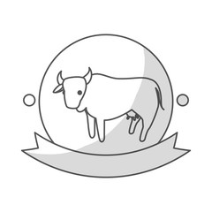 seal stamp with cow icon. farm animals design. vector illustration