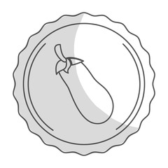 seal stamp with eggplant vegetable icon over white background. black and white design. vector illustration
