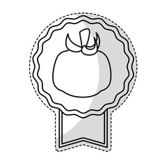 seal stamp with Tomato vegetable icon  over white background. black and white design. vector illustration