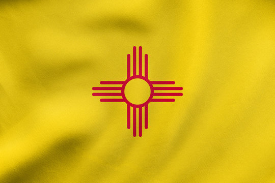 Flag of New Mexico waving, real fabric texture